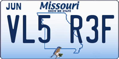 MO license plate VL5R3F