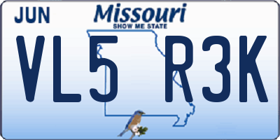 MO license plate VL5R3K