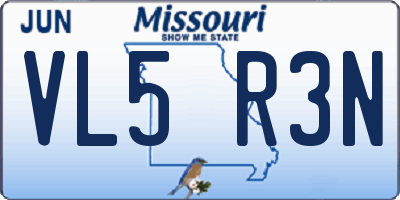 MO license plate VL5R3N
