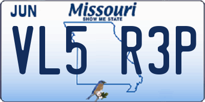 MO license plate VL5R3P