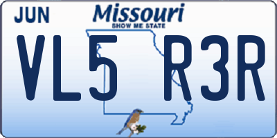 MO license plate VL5R3R