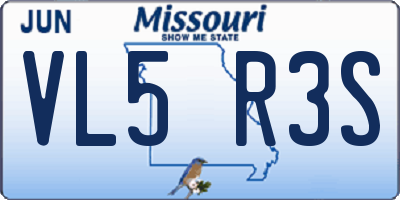 MO license plate VL5R3S