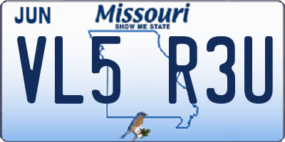 MO license plate VL5R3U