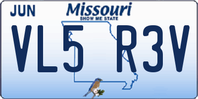 MO license plate VL5R3V
