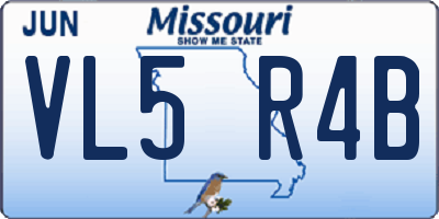 MO license plate VL5R4B