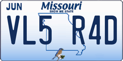 MO license plate VL5R4D