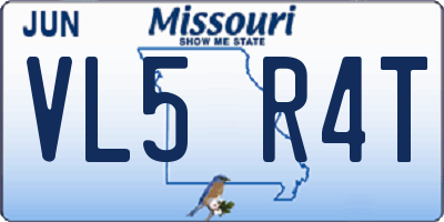 MO license plate VL5R4T