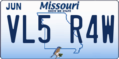 MO license plate VL5R4W