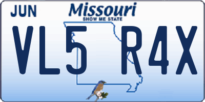 MO license plate VL5R4X