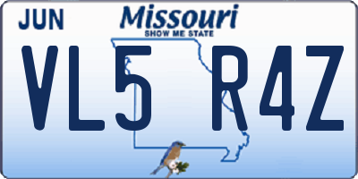 MO license plate VL5R4Z