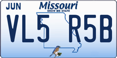 MO license plate VL5R5B