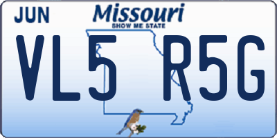 MO license plate VL5R5G