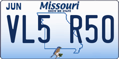 MO license plate VL5R5O