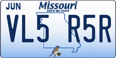 MO license plate VL5R5R