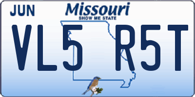 MO license plate VL5R5T