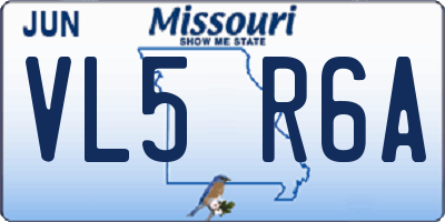 MO license plate VL5R6A