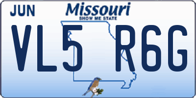 MO license plate VL5R6G