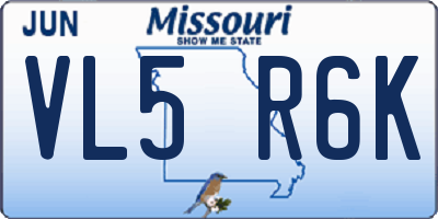 MO license plate VL5R6K