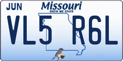 MO license plate VL5R6L