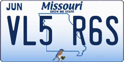 MO license plate VL5R6S