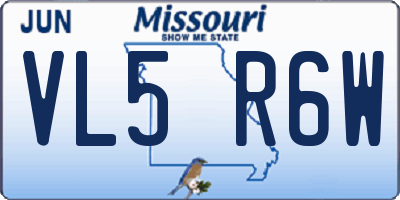MO license plate VL5R6W