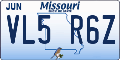 MO license plate VL5R6Z