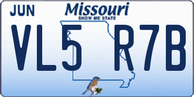 MO license plate VL5R7B