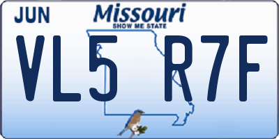 MO license plate VL5R7F
