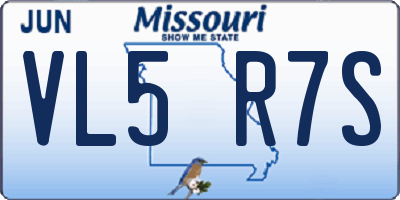 MO license plate VL5R7S