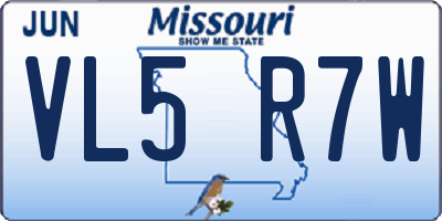 MO license plate VL5R7W