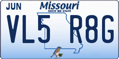 MO license plate VL5R8G