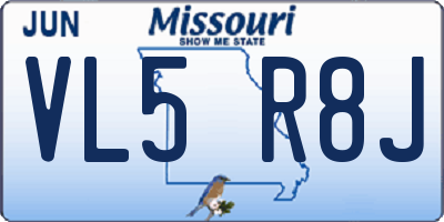MO license plate VL5R8J