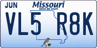 MO license plate VL5R8K