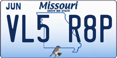 MO license plate VL5R8P