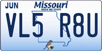 MO license plate VL5R8U