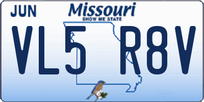 MO license plate VL5R8V