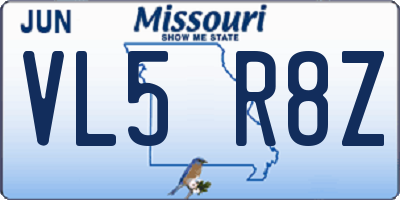 MO license plate VL5R8Z
