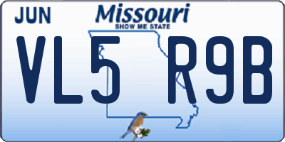 MO license plate VL5R9B