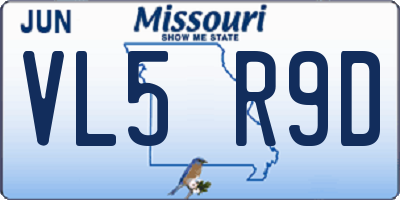 MO license plate VL5R9D