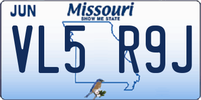 MO license plate VL5R9J