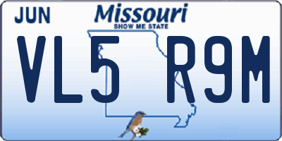 MO license plate VL5R9M