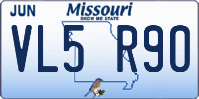 MO license plate VL5R9O