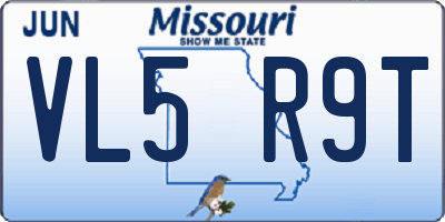 MO license plate VL5R9T