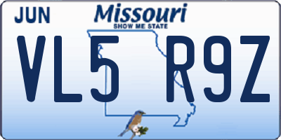 MO license plate VL5R9Z