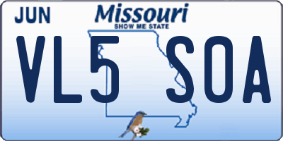 MO license plate VL5S0A