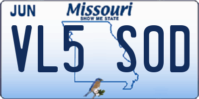 MO license plate VL5S0D