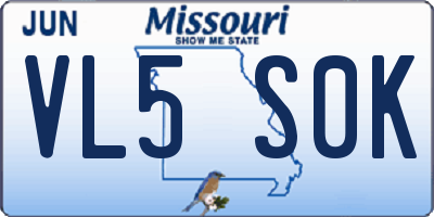 MO license plate VL5S0K
