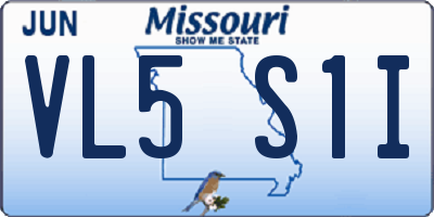 MO license plate VL5S1I