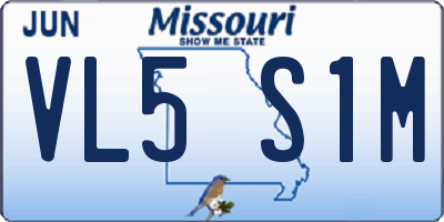 MO license plate VL5S1M