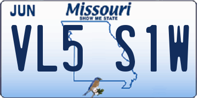 MO license plate VL5S1W